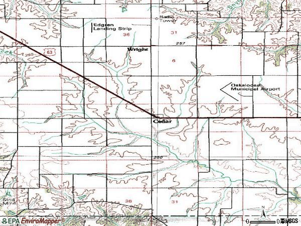 Zip code 52543 topographic map