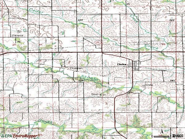 Zip code 52550 topographic map