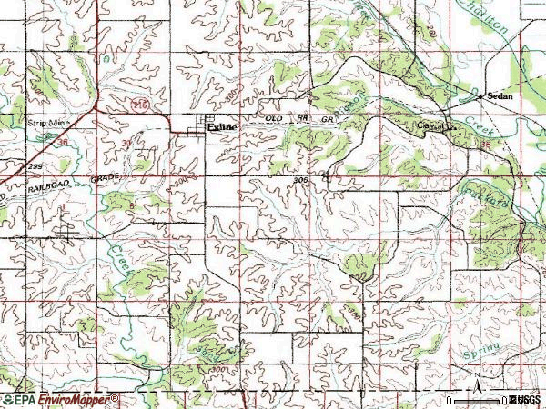 Zip code 52555 topographic map