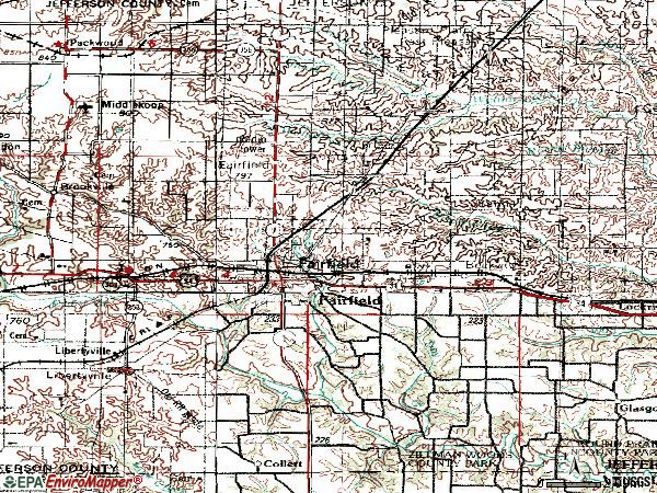 Zip code 52556 topographic map
