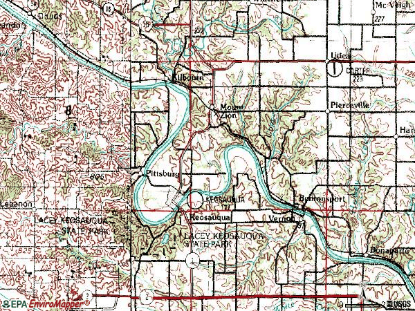 Zip code 52565 topographic map