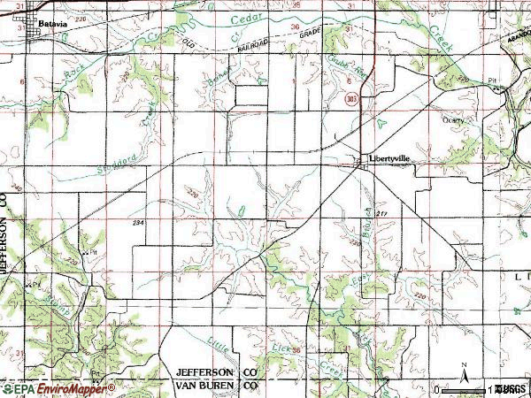 Zip code 52567 topographic map
