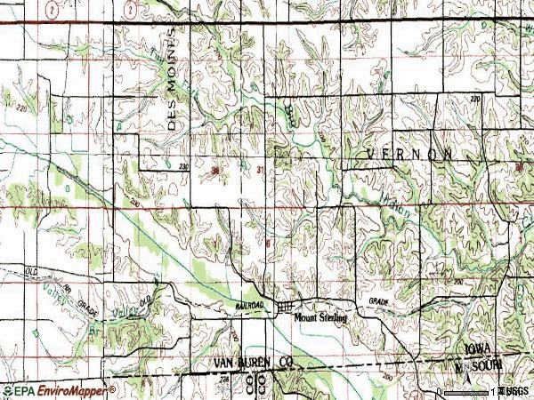 Zip code 52573 topographic map