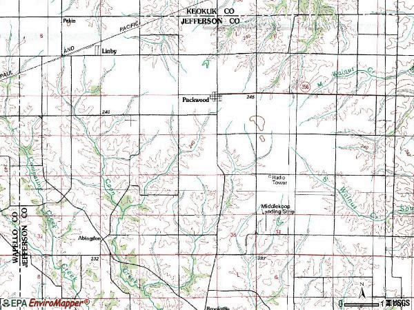 Zip code 52580 topographic map