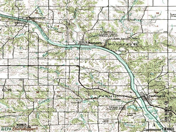 Zip code 52620 topographic map