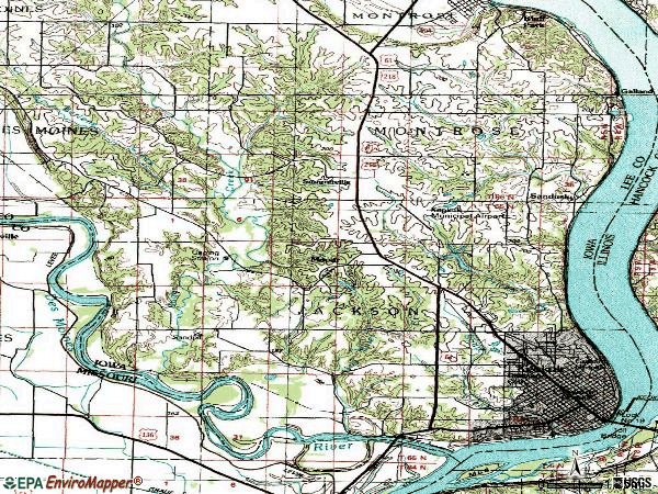 Zip code 52632 topographic map