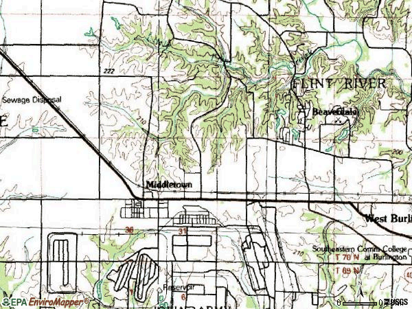 Zip code 52638 topographic map