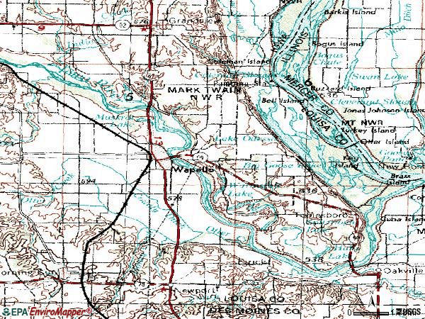 Zip code 52653 topographic map