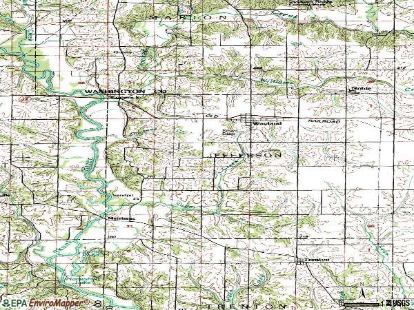 Zip code 52654 topographic map
