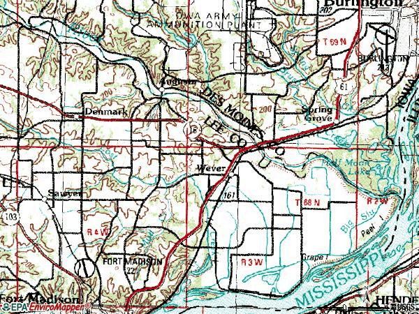 Zip code 52658 topographic map