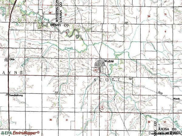 Zip code 52659 topographic map