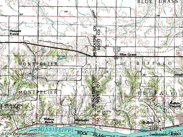 Zip code 52726 topographic map