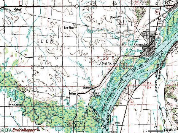 Zip code 52730 topographic map