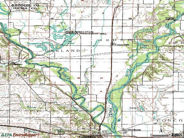 Zip code 52739 topographic map