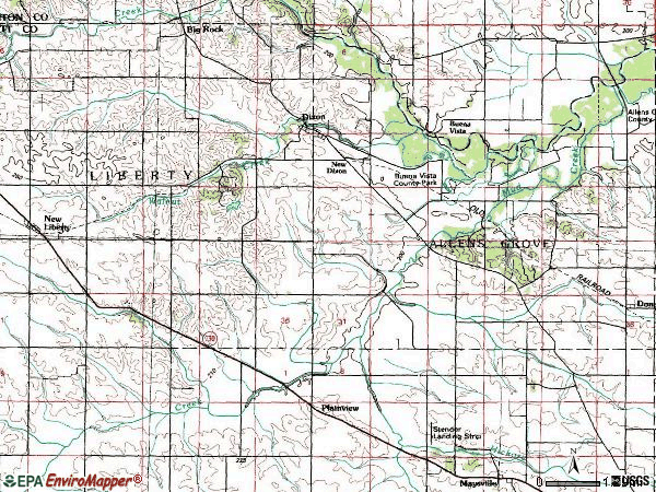Zip code 52745 topographic map