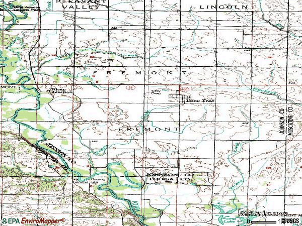 Zip code 52755 topographic map
