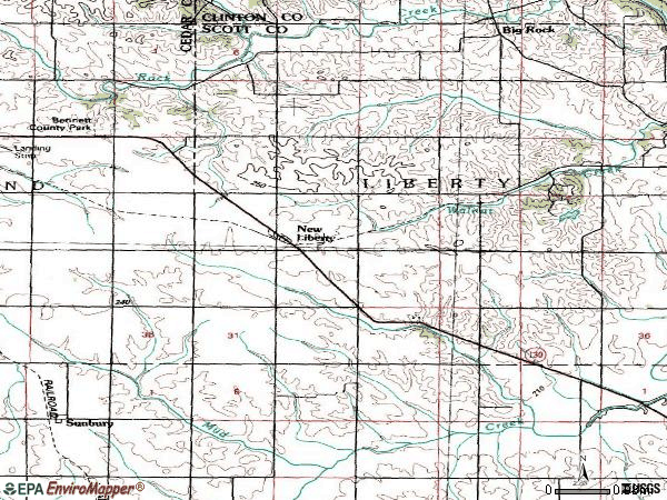 Zip code 52765 topographic map