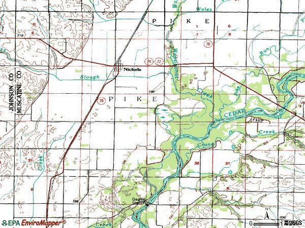 Zip code 52766 topographic map