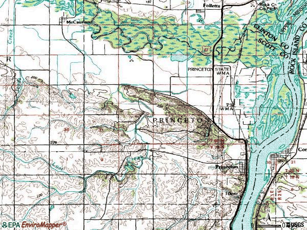 Zip code 52768 topographic map