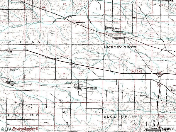 Zip code 52773 topographic map