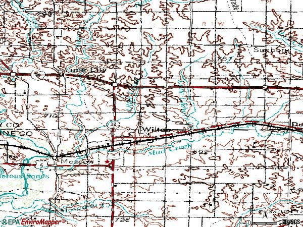 Zip code 52778 topographic map