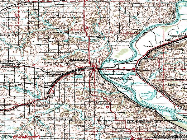 Zip code 66002 topographic map