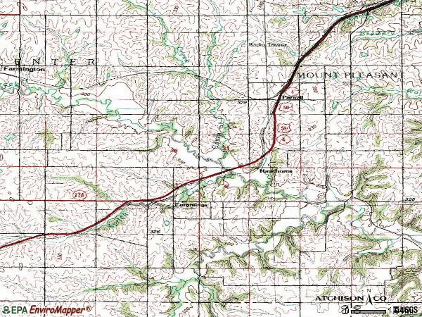 Zip code 66016 topographic map