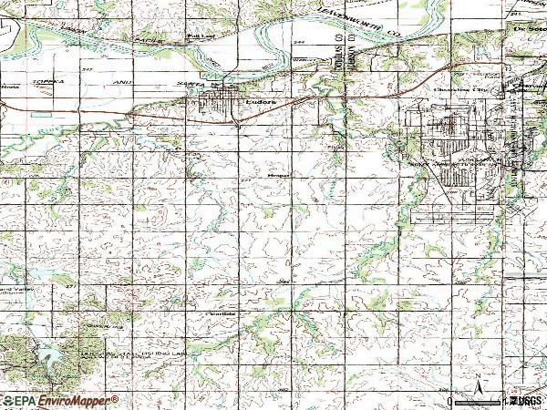 Zip code 66025 topographic map