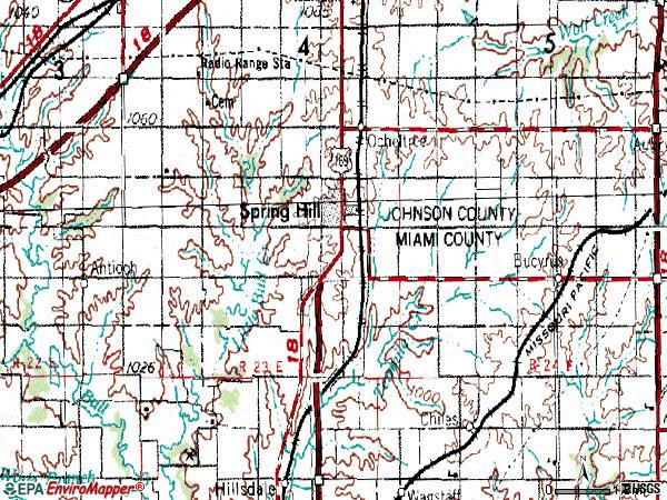 Zip code 66083 topographic map