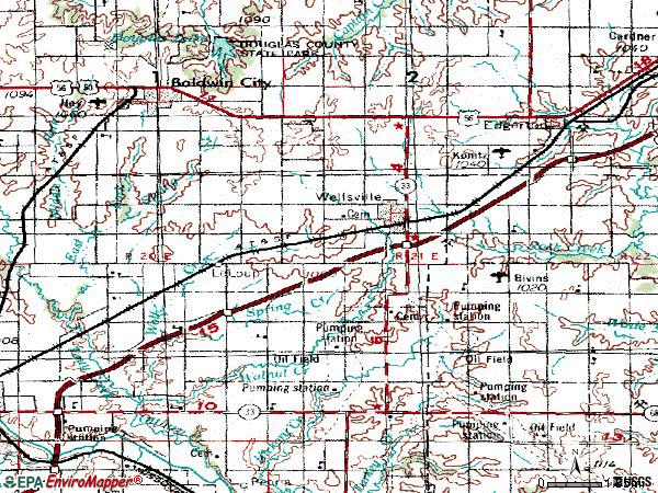 Zip code 66092 topographic map