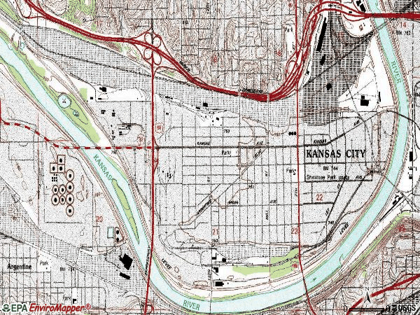 Zip code 66105 topographic map