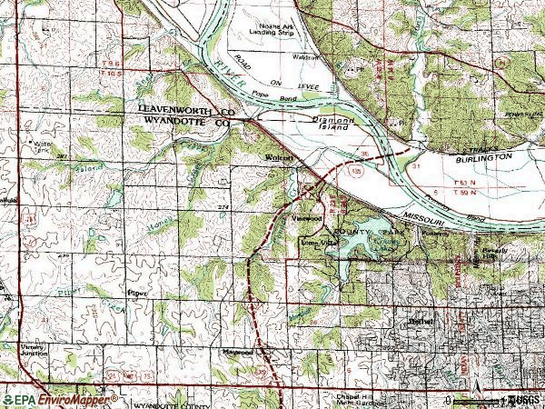 Zip code 66109 topographic map