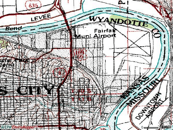 Zip code 66115 topographic map