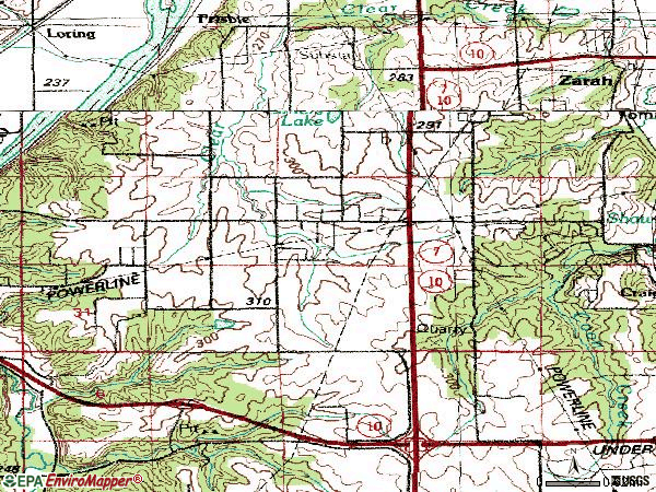 Zip code 66227 topographic map