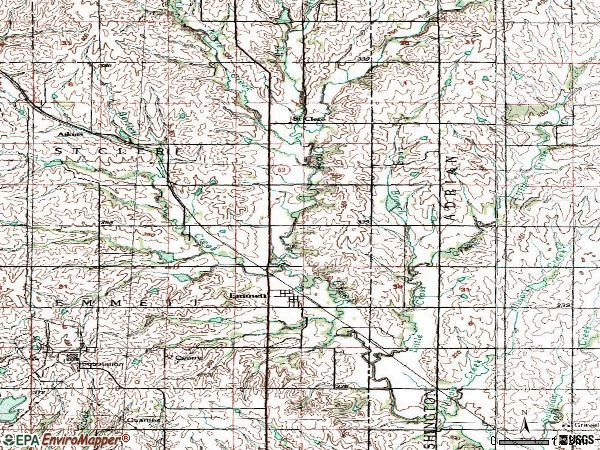 Zip code 66422 topographic map