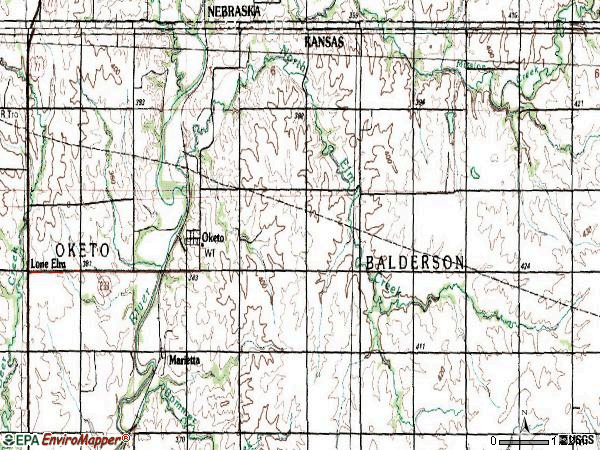 Zip code 66518 topographic map