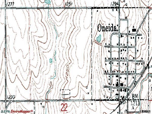 Zip code 66522 topographic map