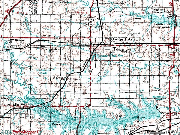 Zip code 66523 topographic map
