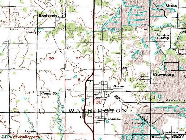 Zip code 66712 topographic map