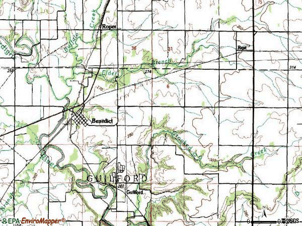 Zip code 66714 topographic map