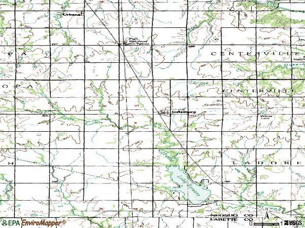 Zip code 66740 topographic map