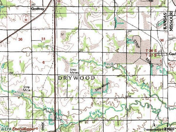 Zip code 66741 topographic map