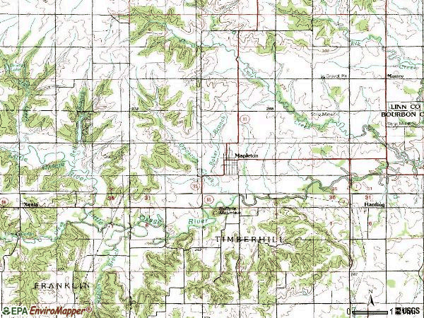 Zip code 66754 topographic map