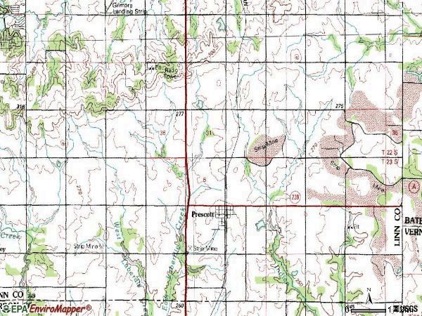 Zip code 66767 topographic map