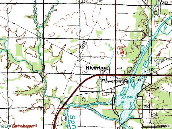 Zip code 66770 topographic map