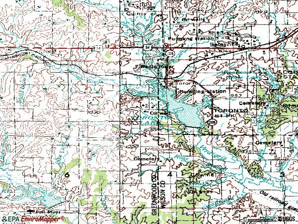 Zip code 66777 topographic map