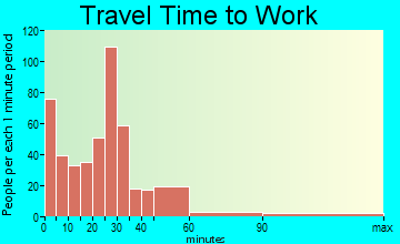 Baldwin City travel time to work - commute