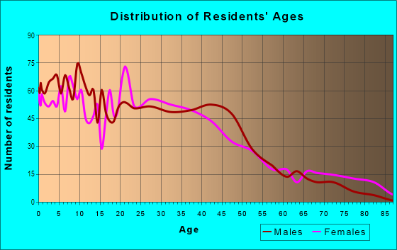 Age and Sex of Residents in North Tampa in Tampa, FL
