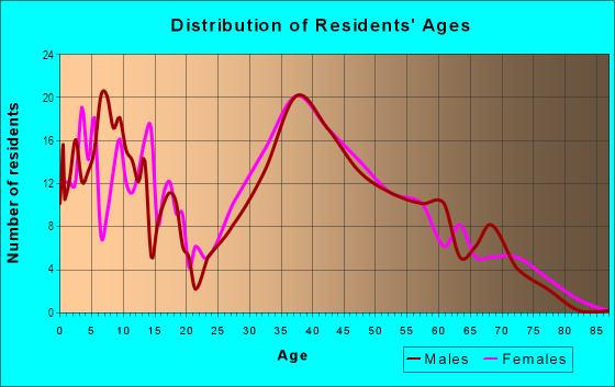 Age and Sex of Residents in Willow Bend in Lutz, FL