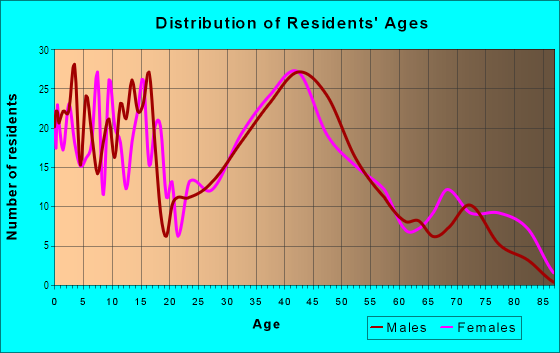 Age and Sex of Residents in East of Addison in Villa Park, IL